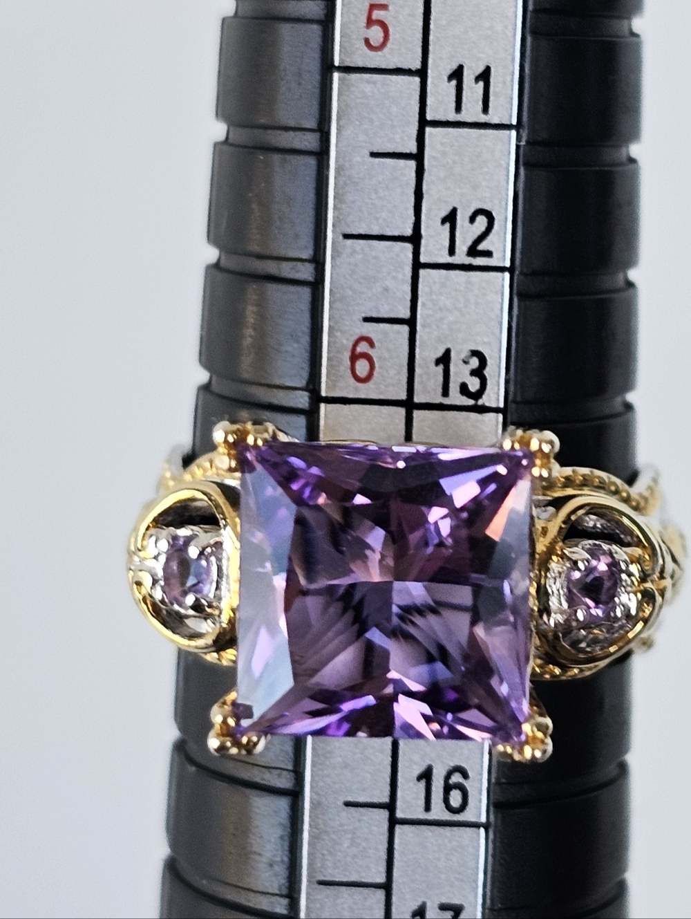 Gems En Vogue Amethyst Ring & Earrings Palladium Sterling Silver 18k Size 7! NWT - Picture 7 of 8